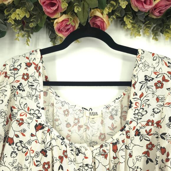 a.n.a. A New Approach Estie Floral Cream Pattern Top Long Sleeve Size XL NWT - Picture 3 of 11